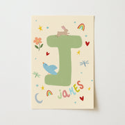 Initial & Rainbows – Personalized Name Poster