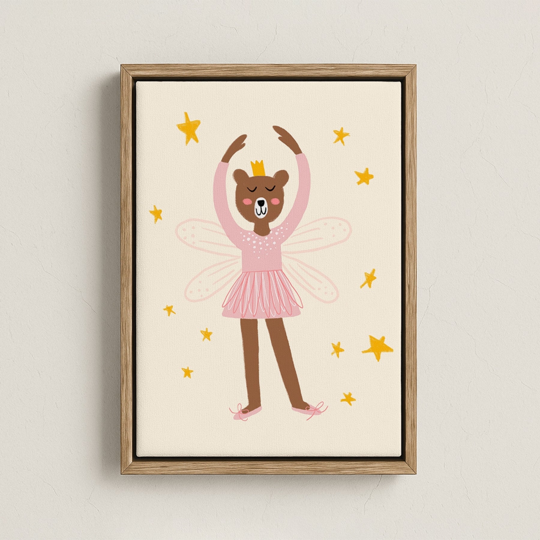 Quadro su tela con orsetto fatato e ballerina