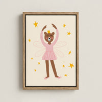 Quadro su tela con orsetto fatato e ballerina
