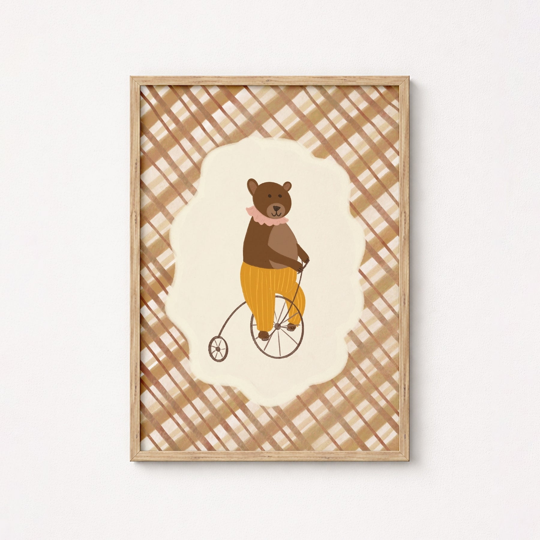 Vintage Bear on Bicycle Print, Vintage Nursery Decor