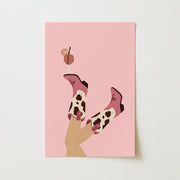 Pink Cowgirl Boots & Cocktail – Coastal Wall Art