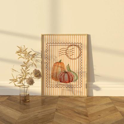 Watercolor Pumpkin Wall Art - Autumn Harvest Print