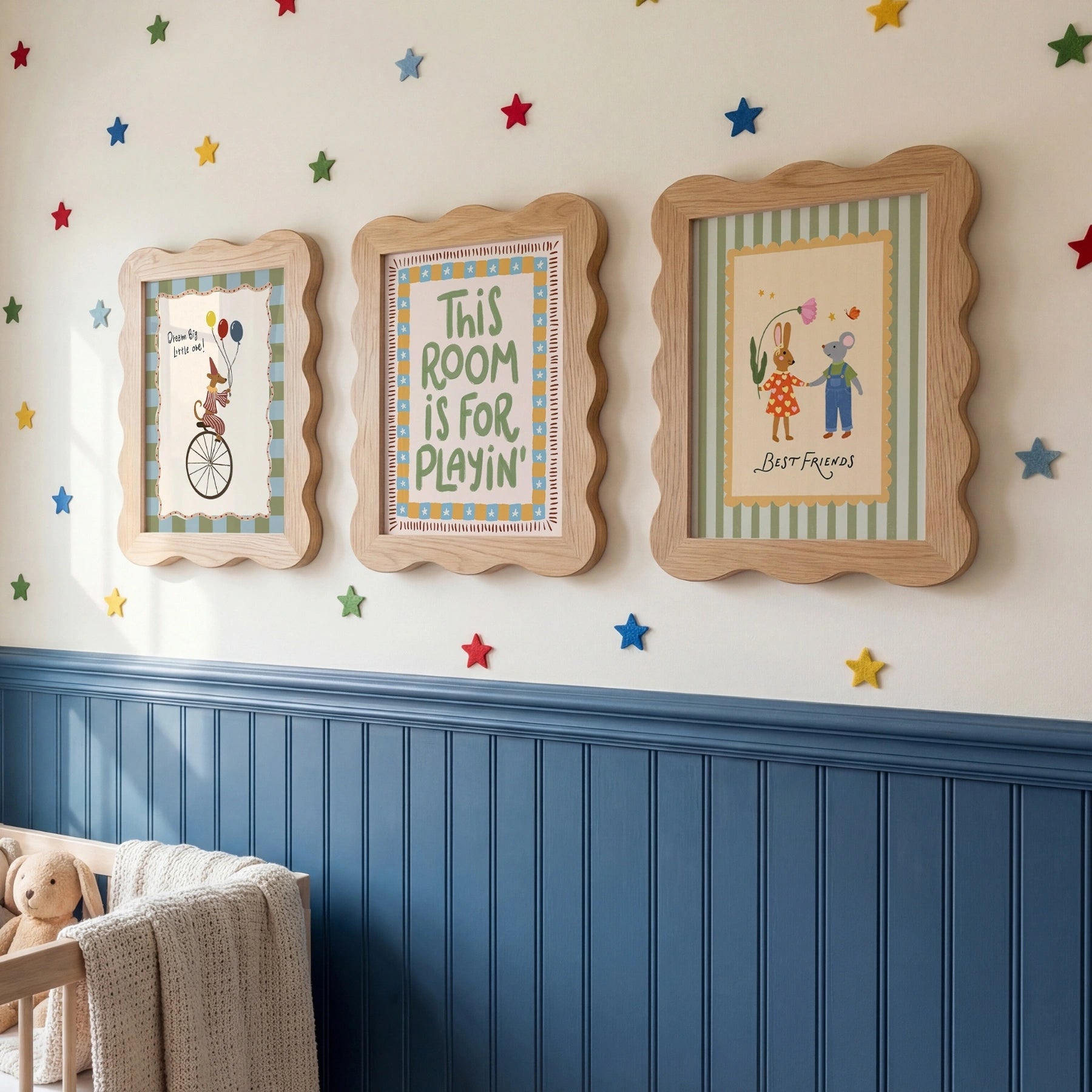 Set di 3 stampe pastello da parete per cameretta bambini