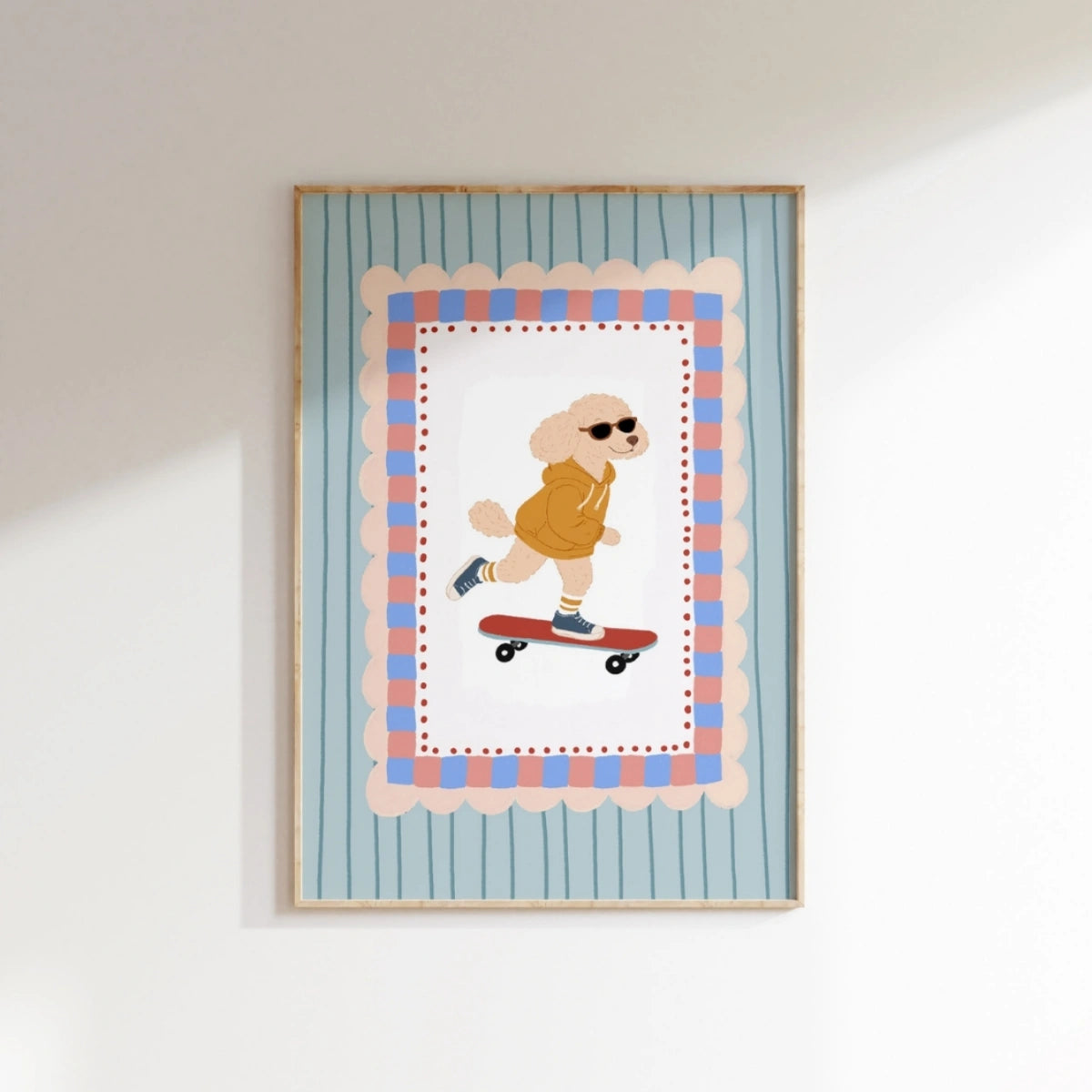 Skateboard Dog Nursery Wall Art, Colorful Kids Decor
