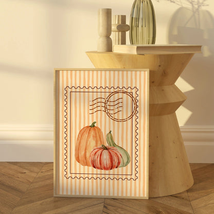 Watercolor Pumpkin Wall Art - Autumn Harvest Print