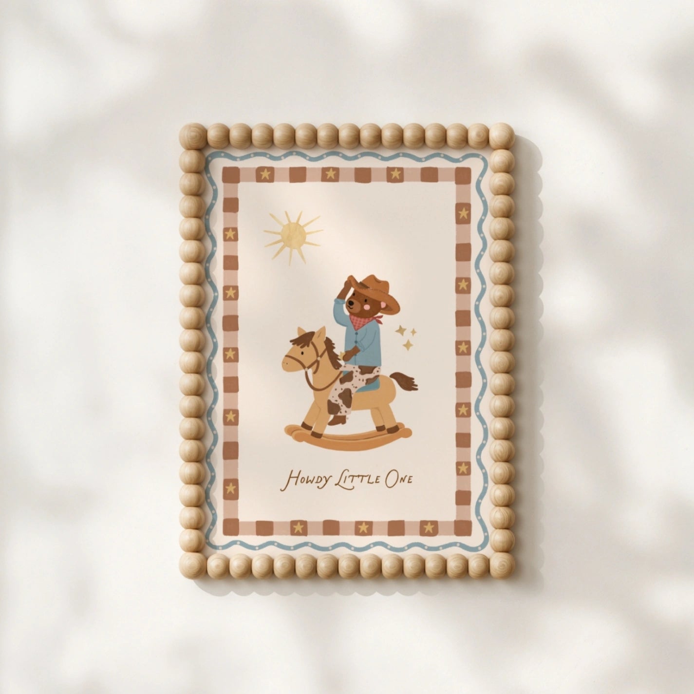 Cute Bear Cowboy Nursery Wall Art, Whimsical Kids Decor