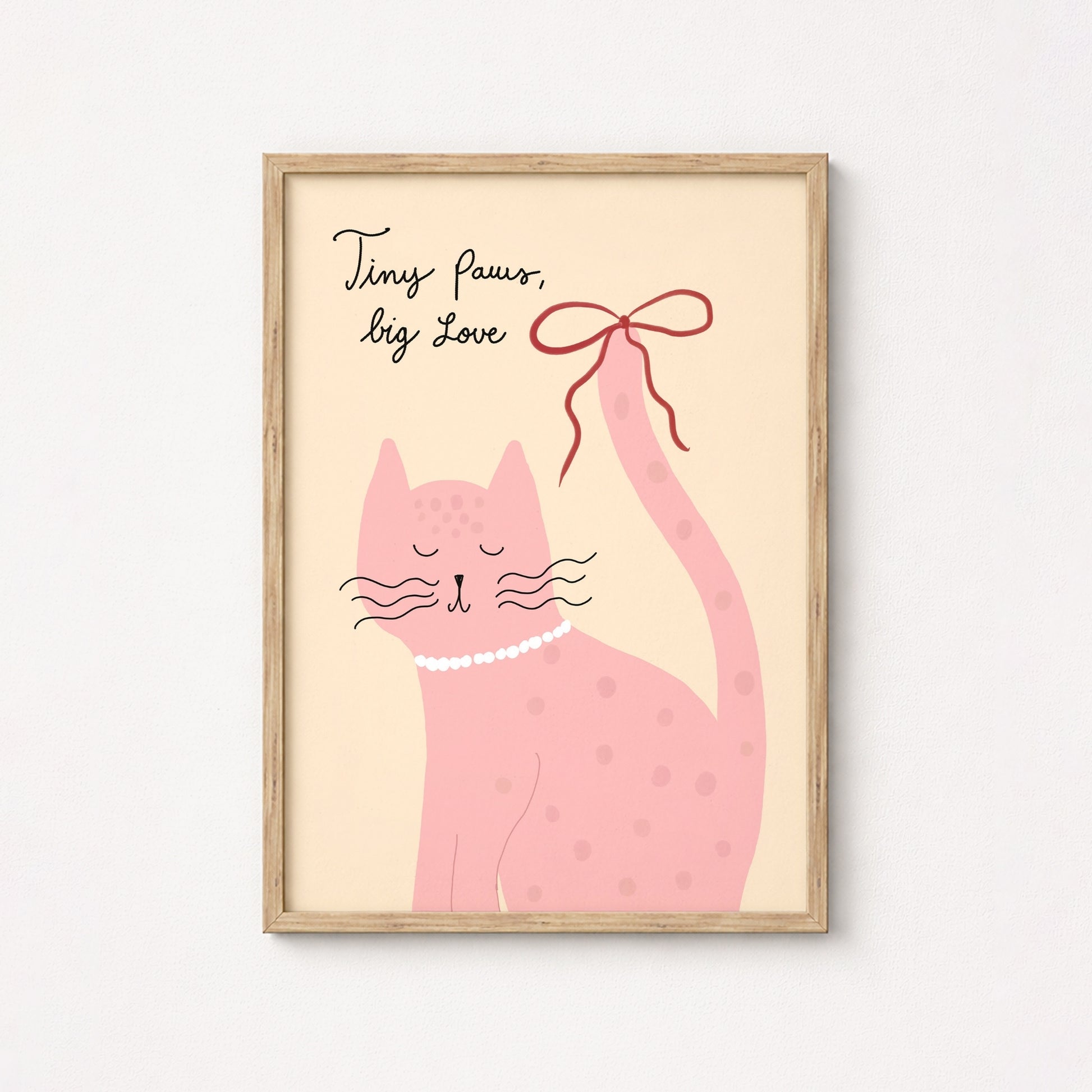 Pink Kitty Nursery Print, Girls Room Decor
