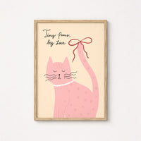Pink Kitty Nursery Print, Girls Room Decor