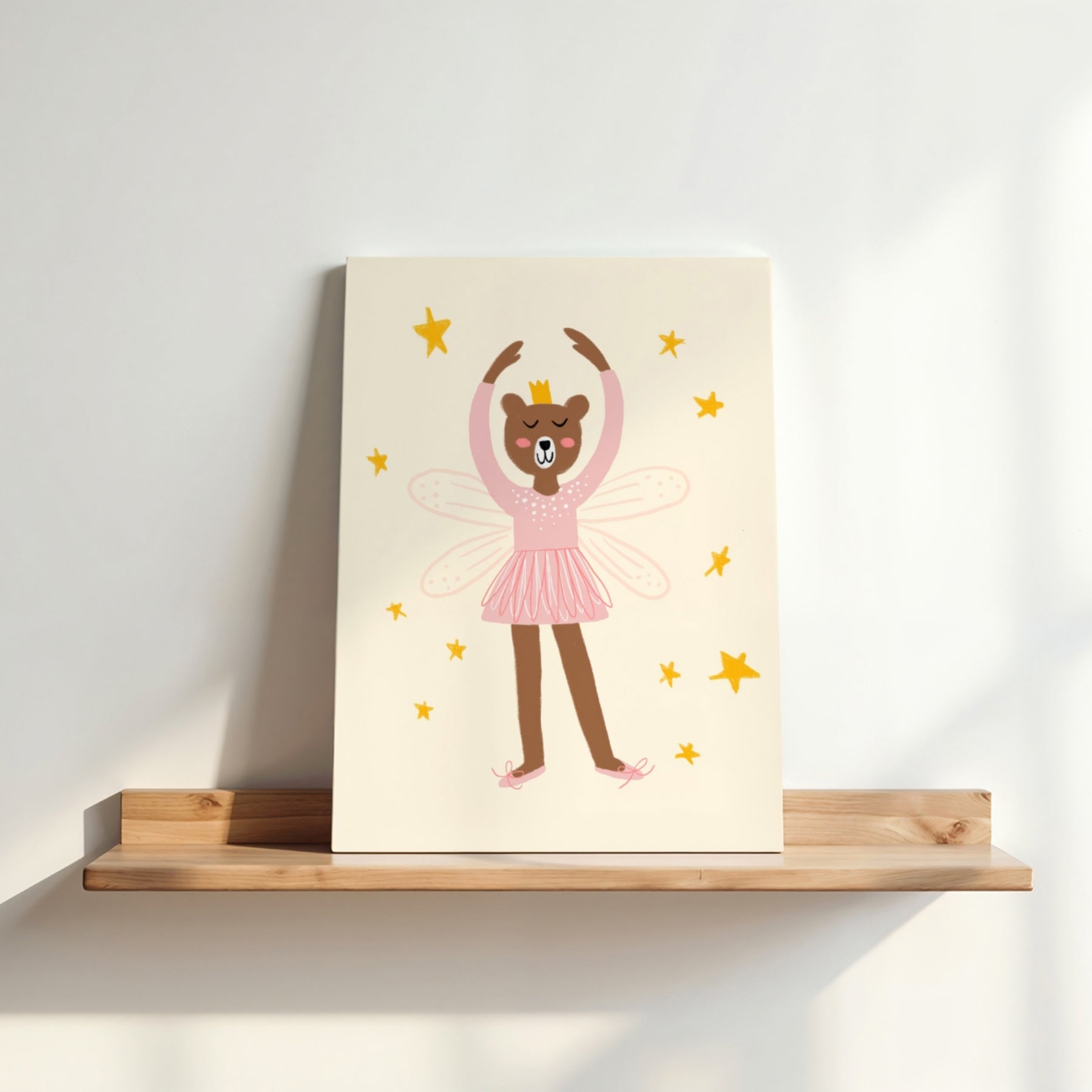 Quadro su tela con orsetto fatato e ballerina