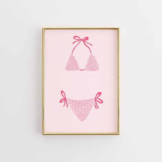 Pink Bikini Wall Art – Fun Summer Poster