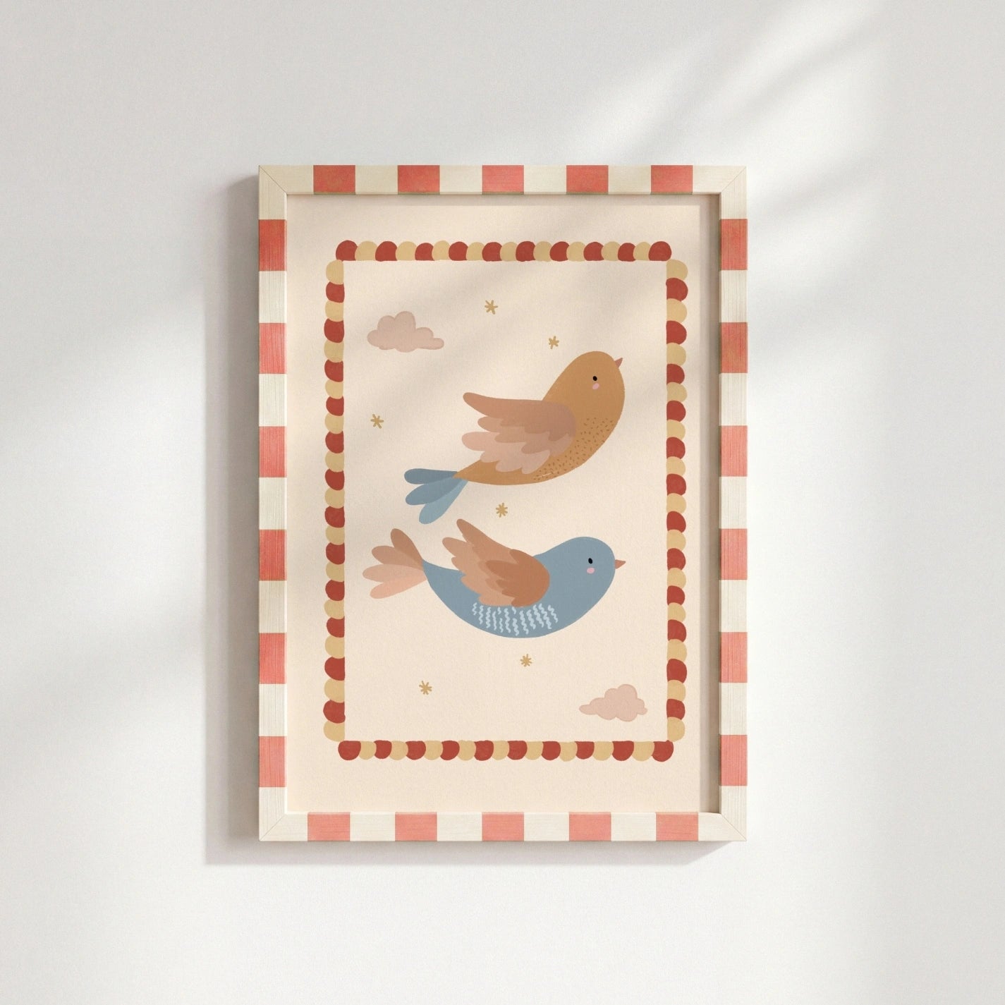 Pastel Bird Nursery Wall Art, Whimsical Kids Decor