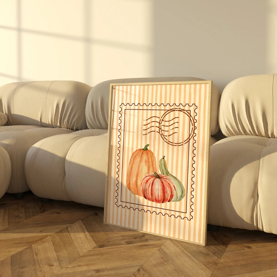 Watercolor Pumpkin Wall Art - Autumn Harvest Print