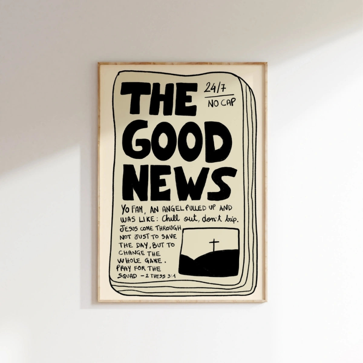 The Good News Print – Gen Z Christian Wall Art, Christian Wall Decor