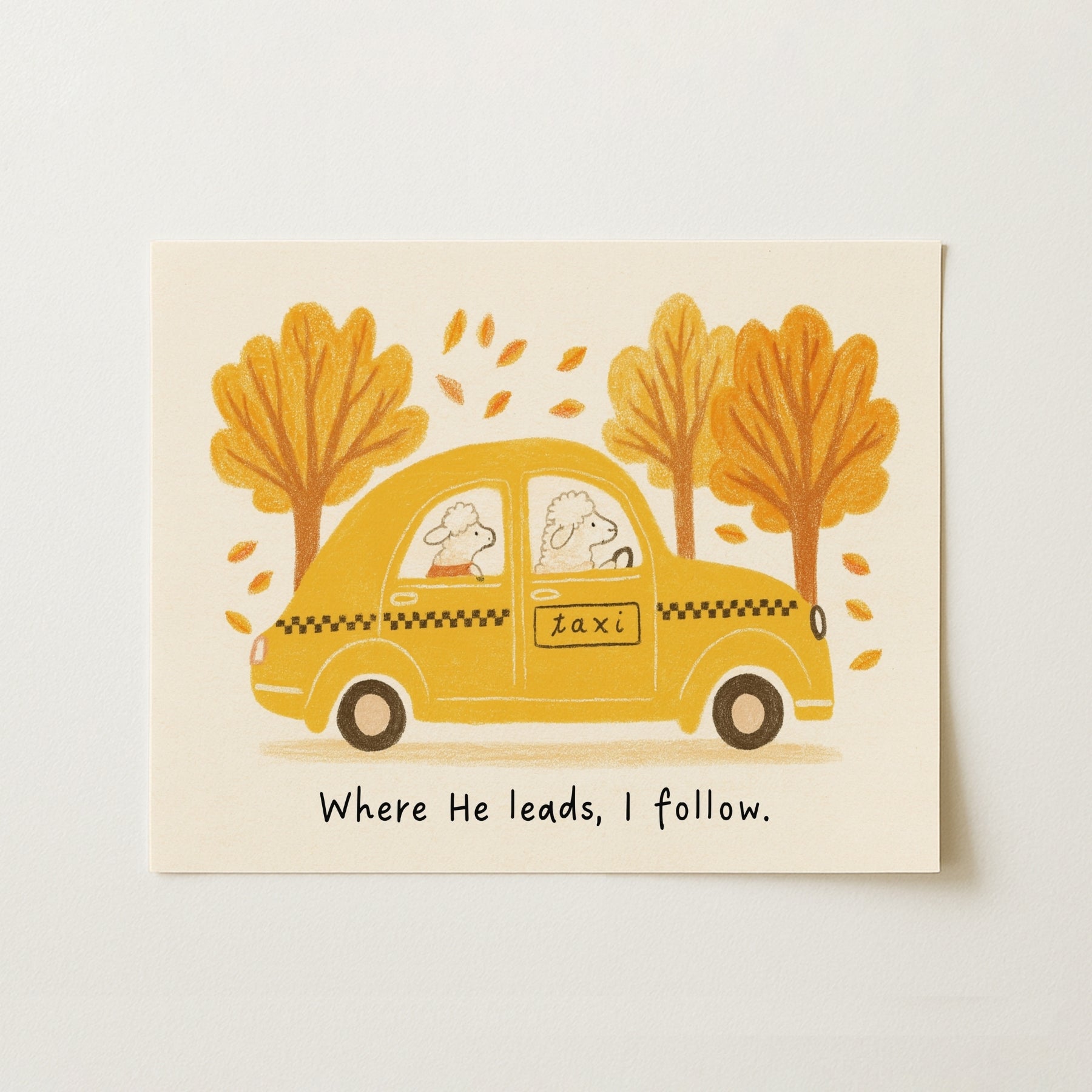 Art mural « Où il me mène, je le suis » - Œuvre d'art biblique inspirée de la foi