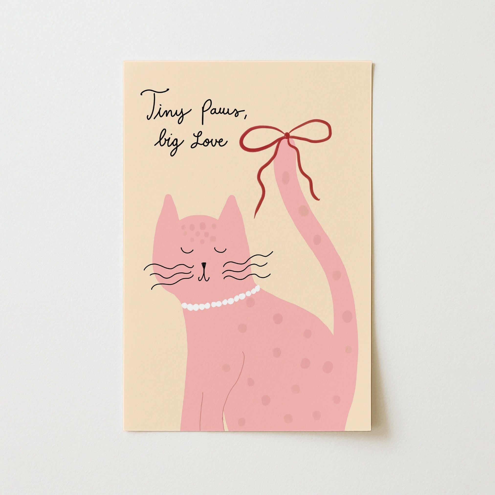 Pink Kitty Nursery Print, Girls Room Decor