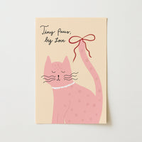 Pink Kitty Nursery Print, Girls Room Decor