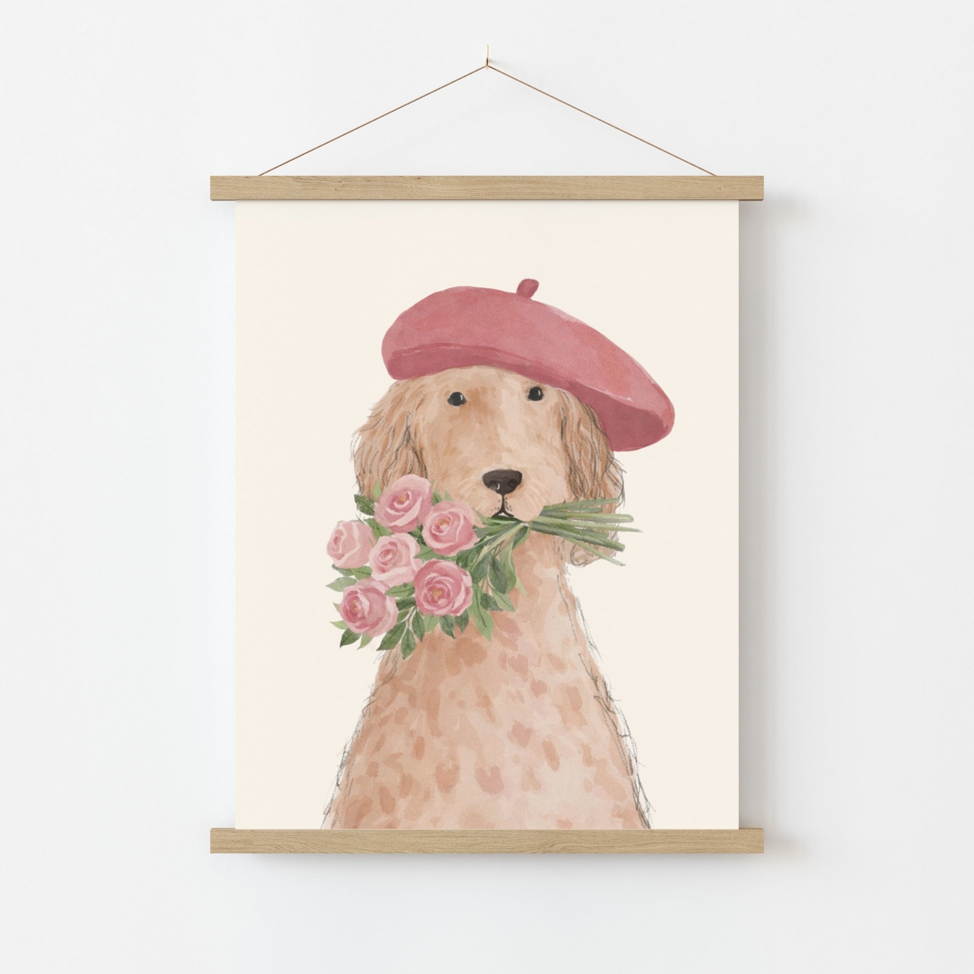 Parisian Dog Nursery Print, Girls Room Decor