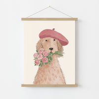 Parisian Dog Nursery Print, Girls Room Decor