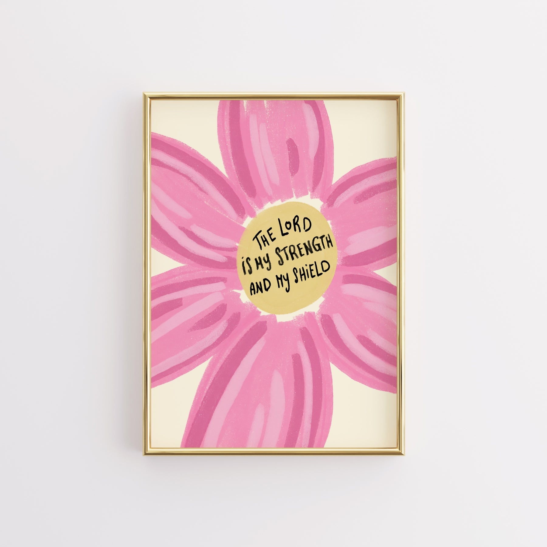 Stampa con citazione di fede floreale rosa