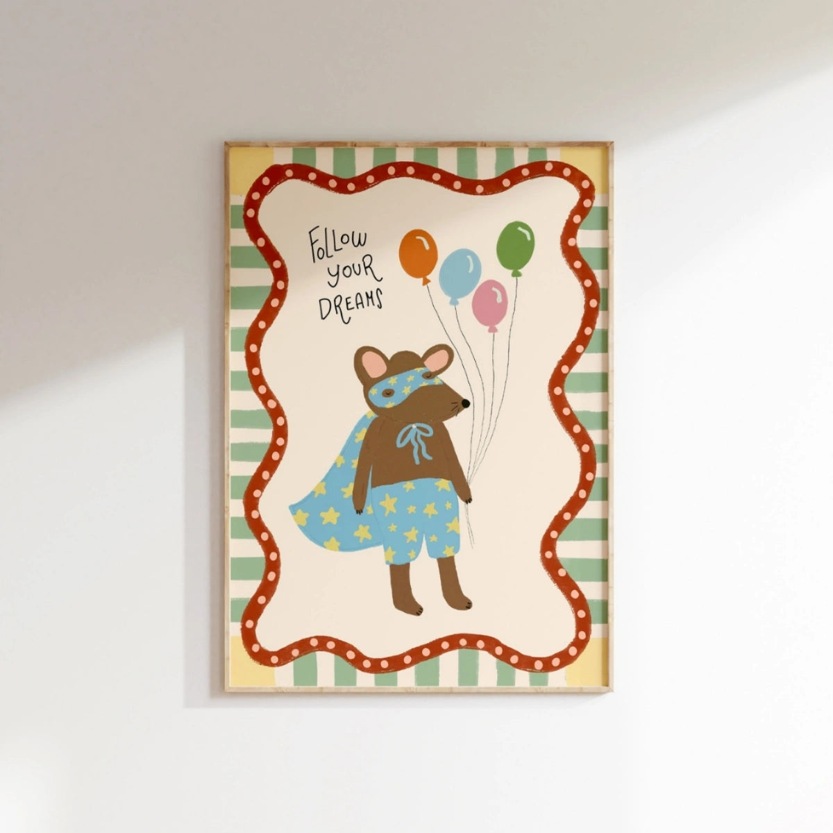 Affiche murale pour chambre de bébé avec la phrase « Follow Your Dreams »