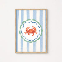 Crab Coastal Wall Art - Summer Beach Print