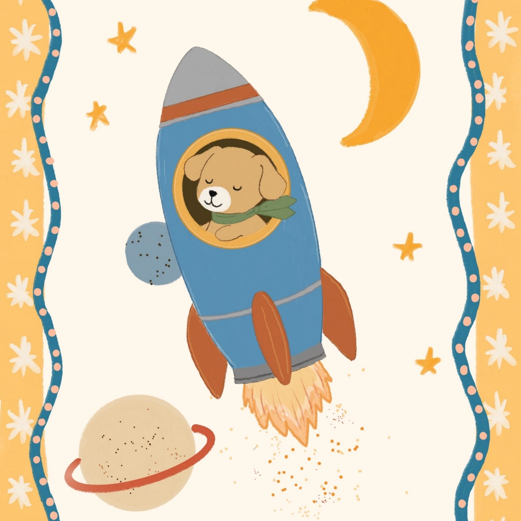 Stampa da parete per cameretta con razzo