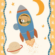 Little Astronaut by the Moon – Nursery & Kids Wall Art