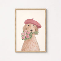 Parisian Dog Nursery Print, Girls Room Decor