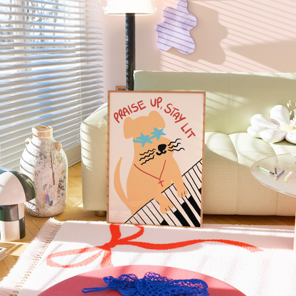 Praise Up Stay Lit Print – Funny Christian Art
