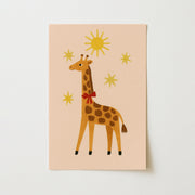 Giraffe with Red Bow under the Sun – Nursery & kids wall art