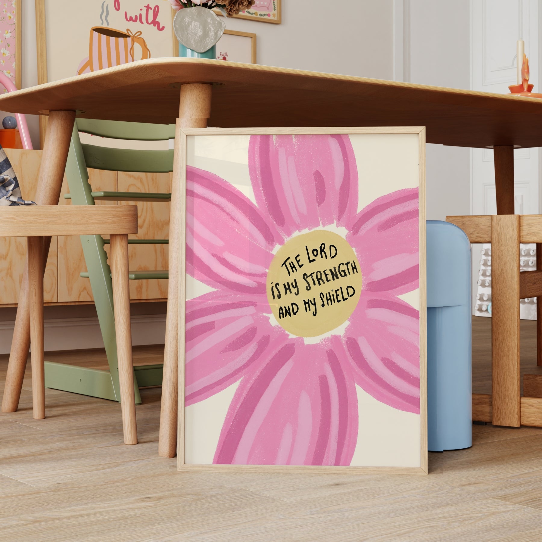 Pink Floral Faith Quote Print, Christian Wall Decor