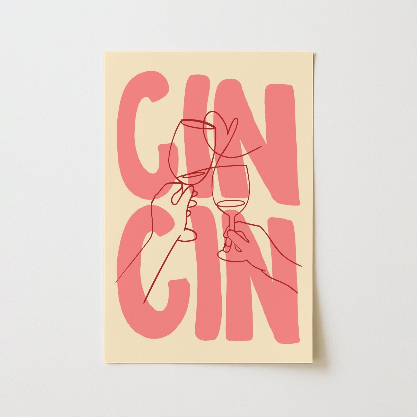 Cin Cin Wall Art – Modern Wine Cheers Print