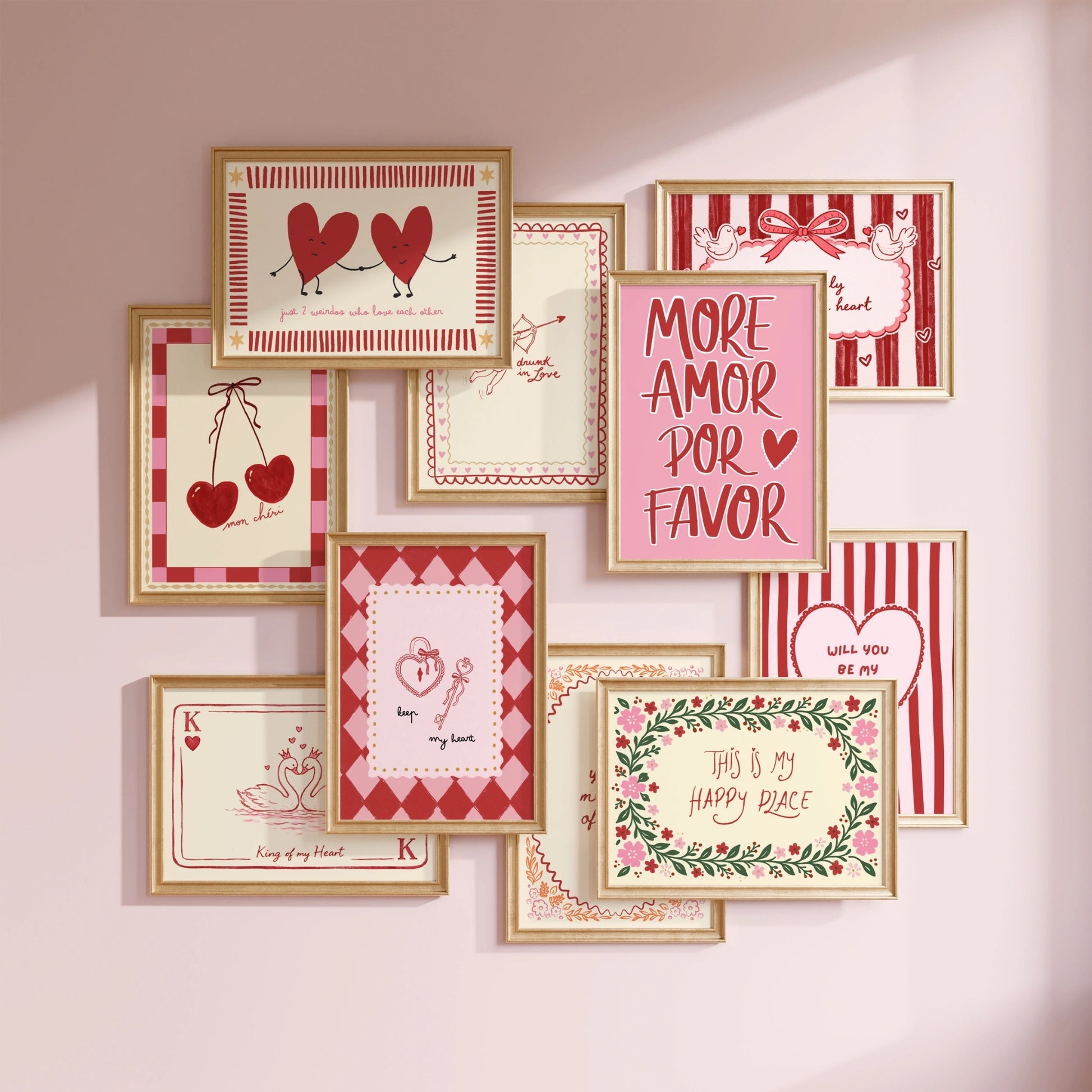 Ensemble de 16 impressions pour la Saint-Valentin