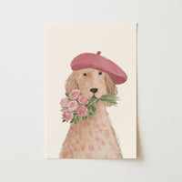 Parisian Dog Nursery Print, Girls Room Decor