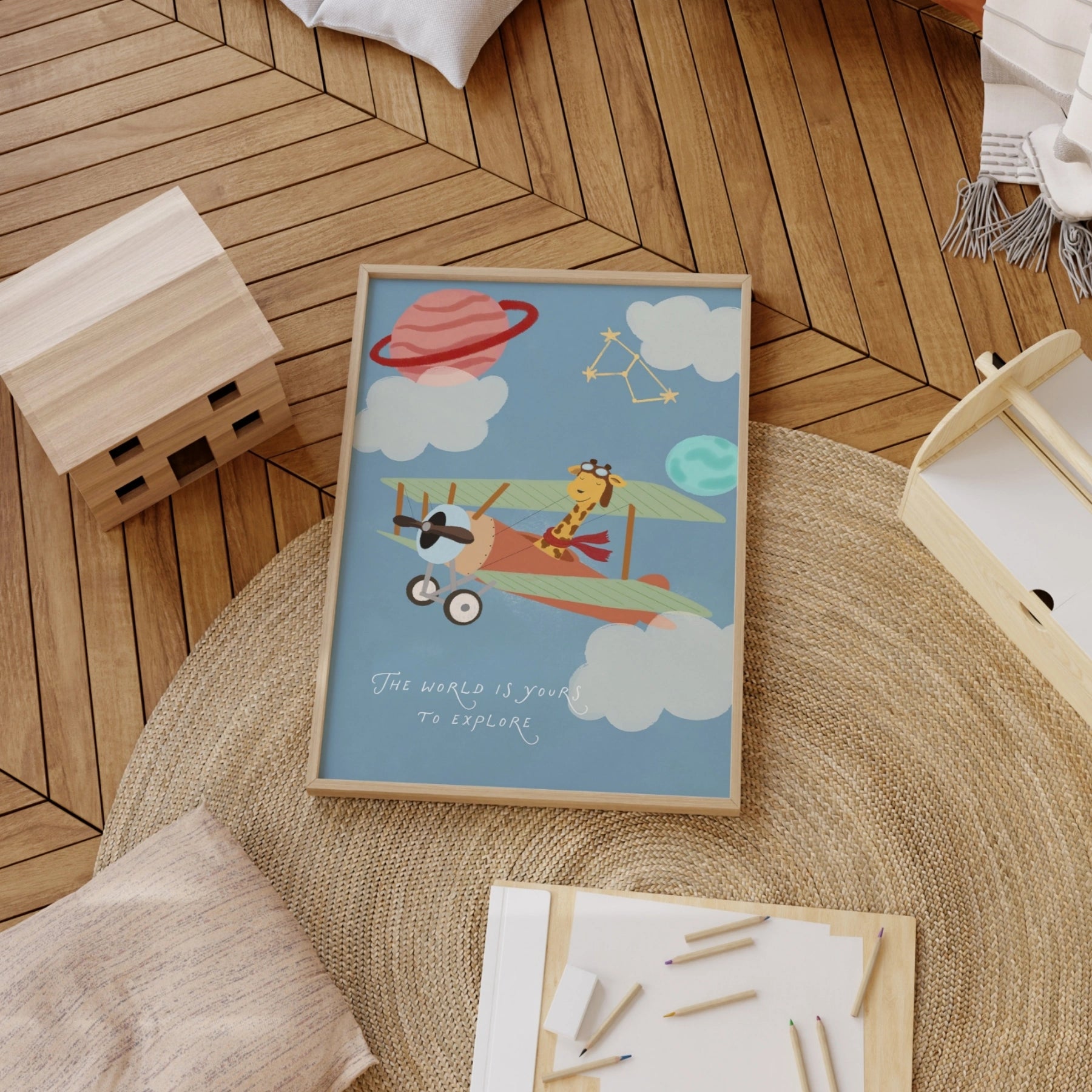 Stampa di giraffa su aeroplano