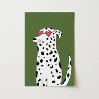 Dalmatien avec des lunettes en forme de cœur – Imprimé chien amusant pour chambre d'enfant