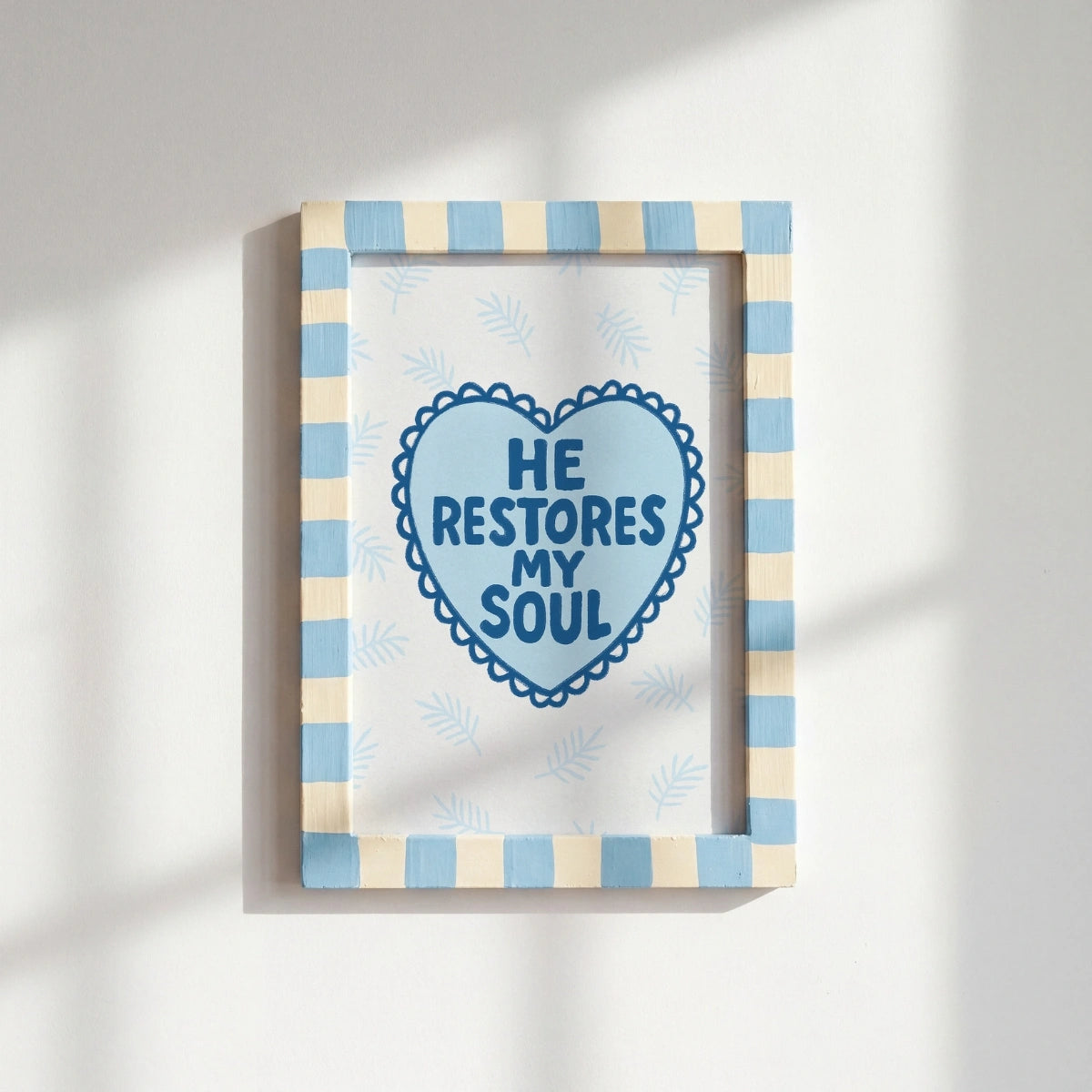 He Restores My Soul Wall Art – Psalm 23 Christian Print, Christian Wall Decor