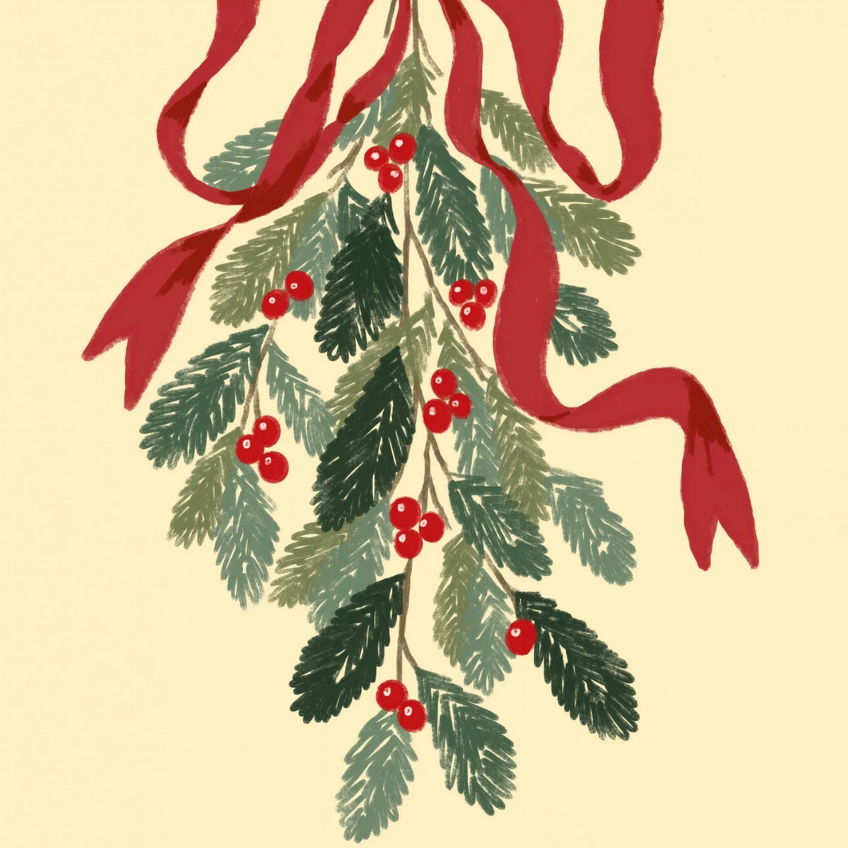 Christmas Mistletoe with Red Bow – Póster de Navidad
