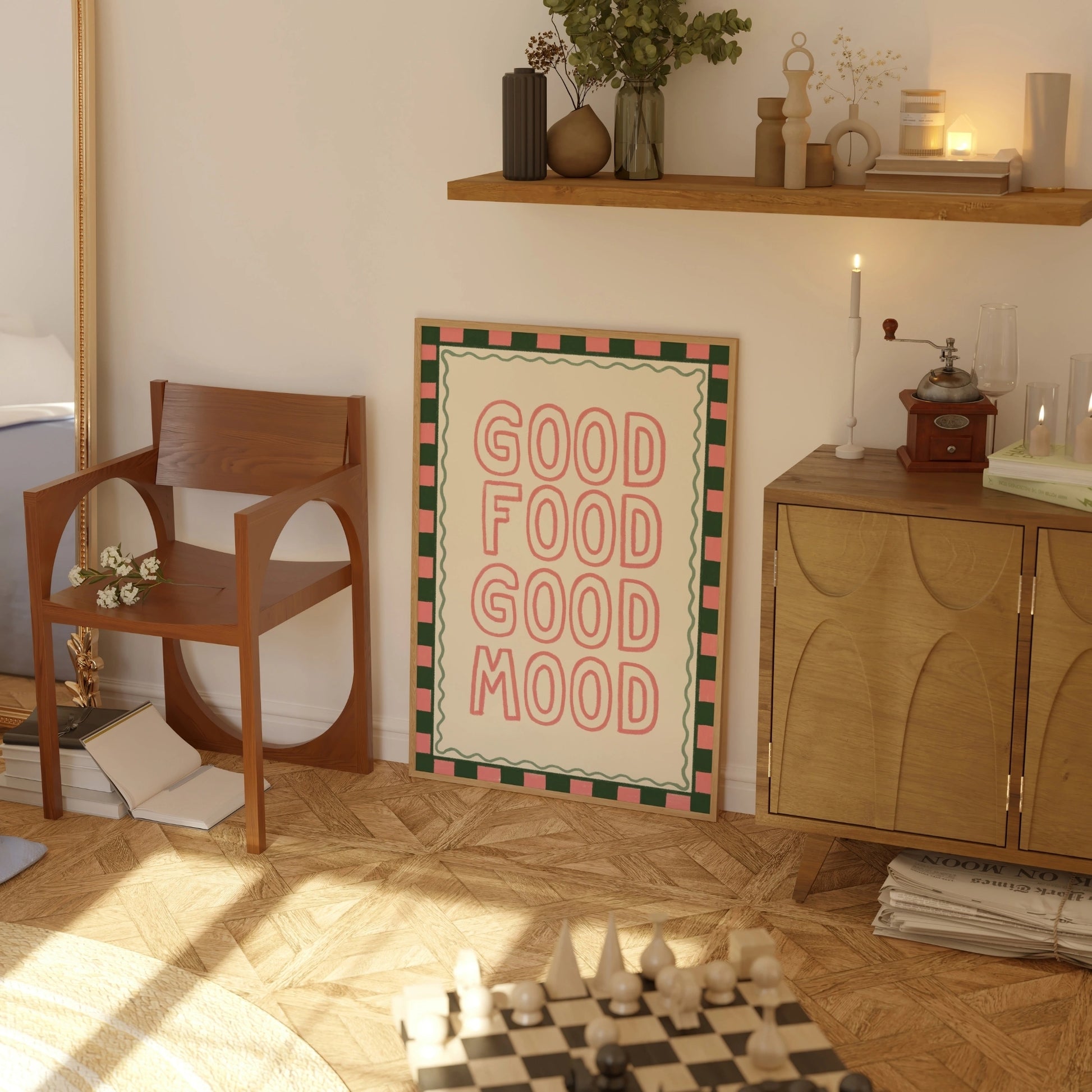 Decorazione murale per la tavola da pranzo italiana – Stampa di pasta, vino e cucina