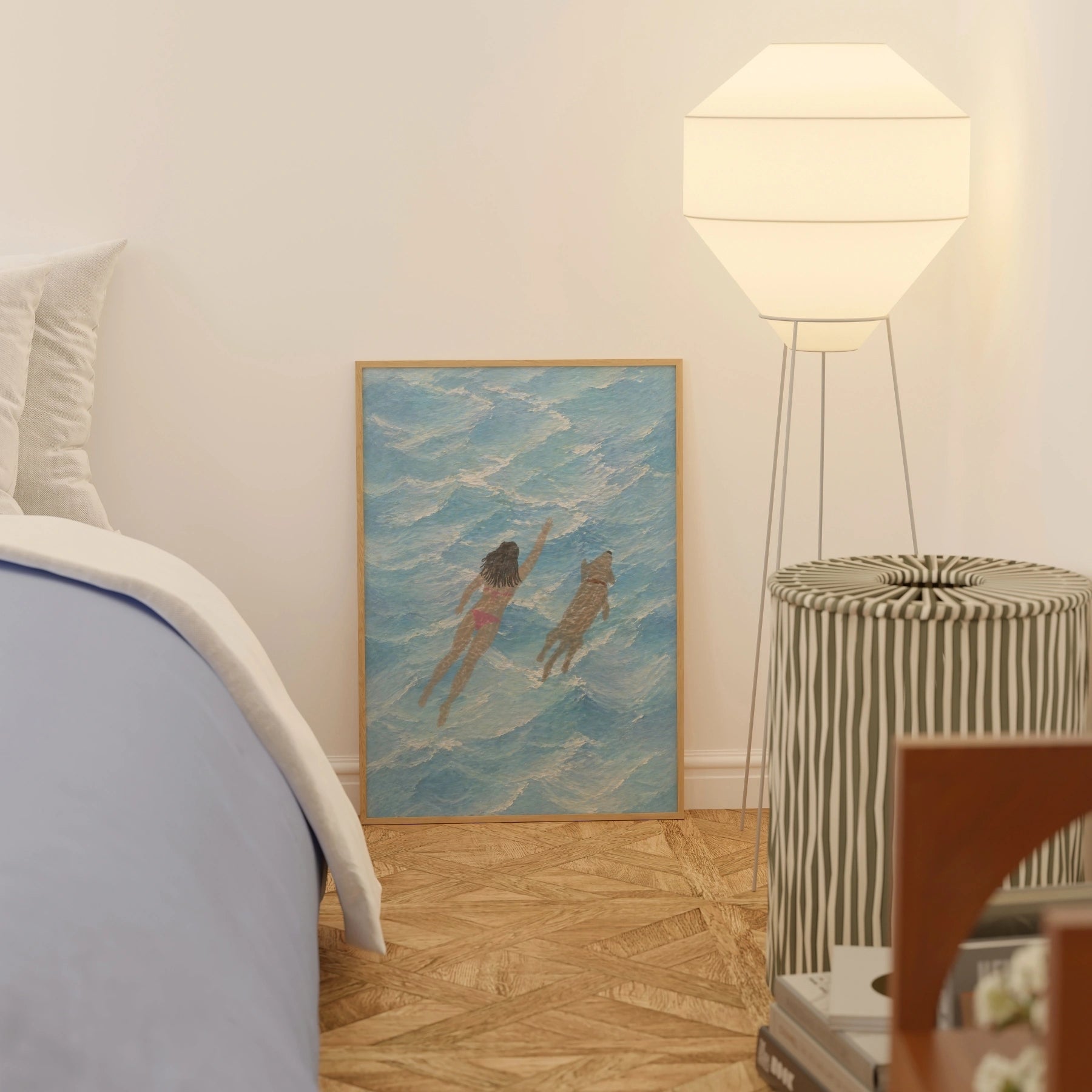 Swimming Girl With Dog Wall Art