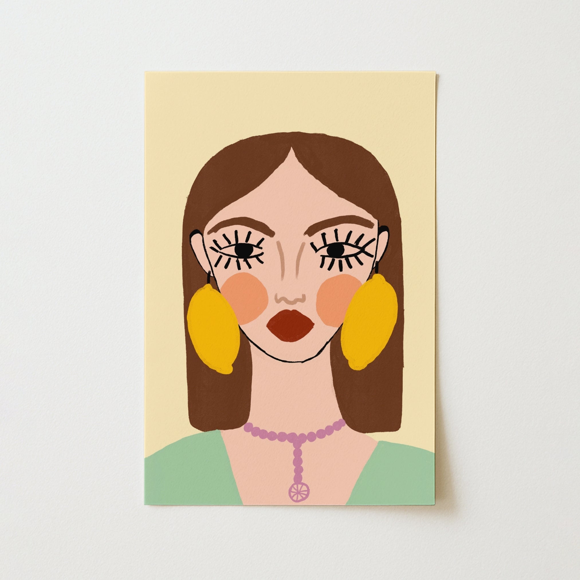 Lemon Earrings Print – Bold Female Portrait Wall Art
