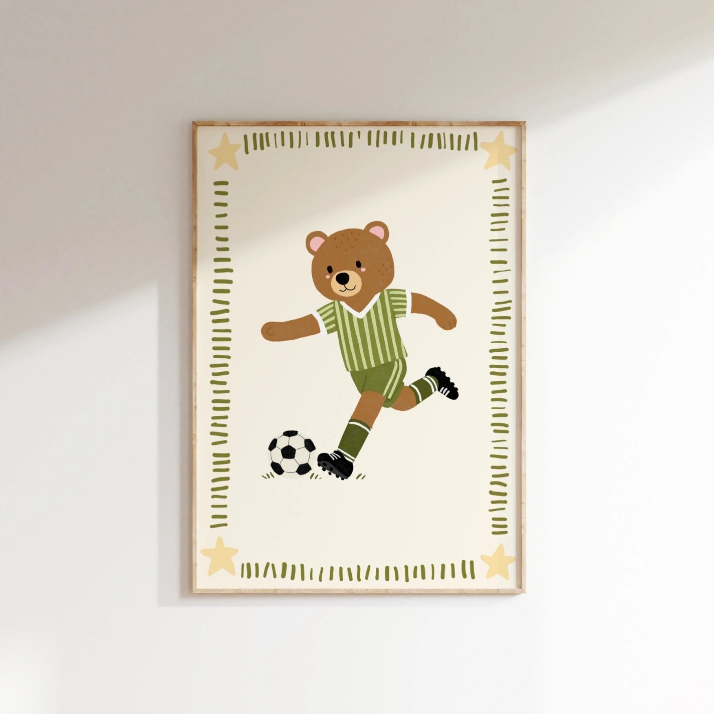Soccer Bear Nursery Print, Kids Sports Wall Art