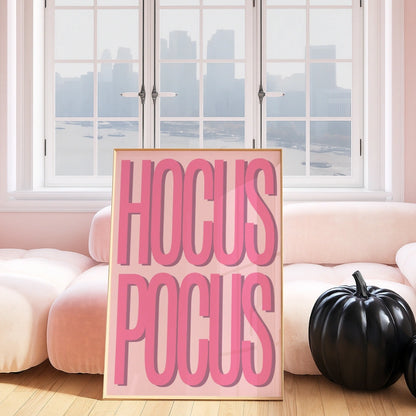 Funny Halloween Typography Print – Pink Hocus Pocus Wall Art