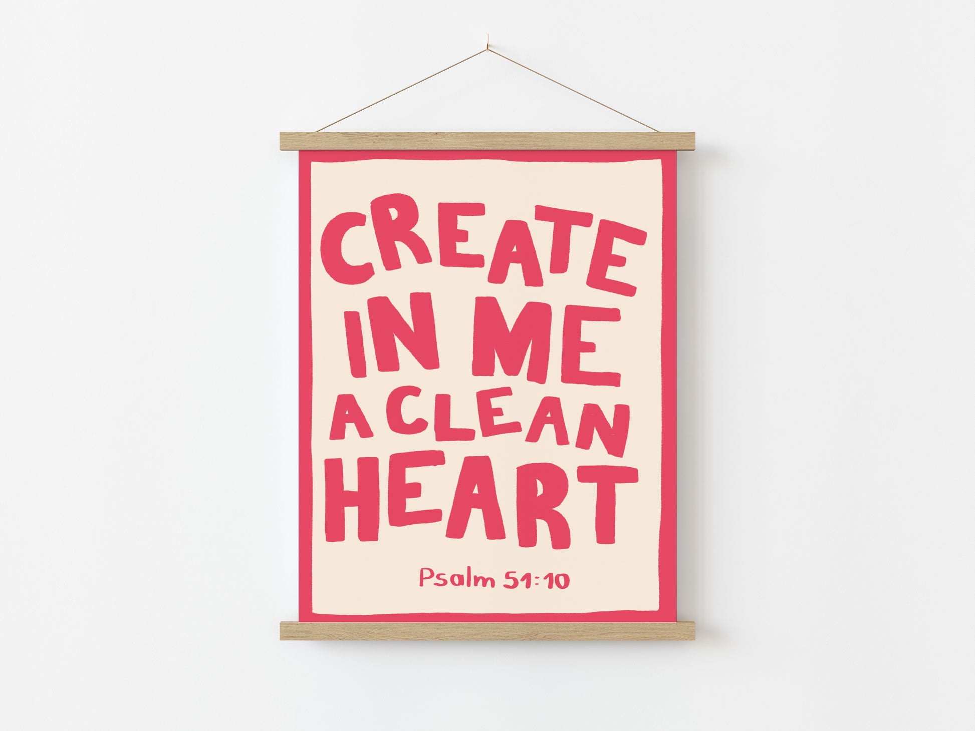 Clean Heart Psalm Print – Christian Bible Verse Wall Art, Christian Wall Decor