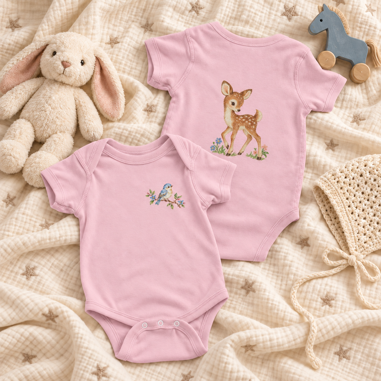 Little Fawn & Bluebird – Baby Short Sleeve Bodysuit