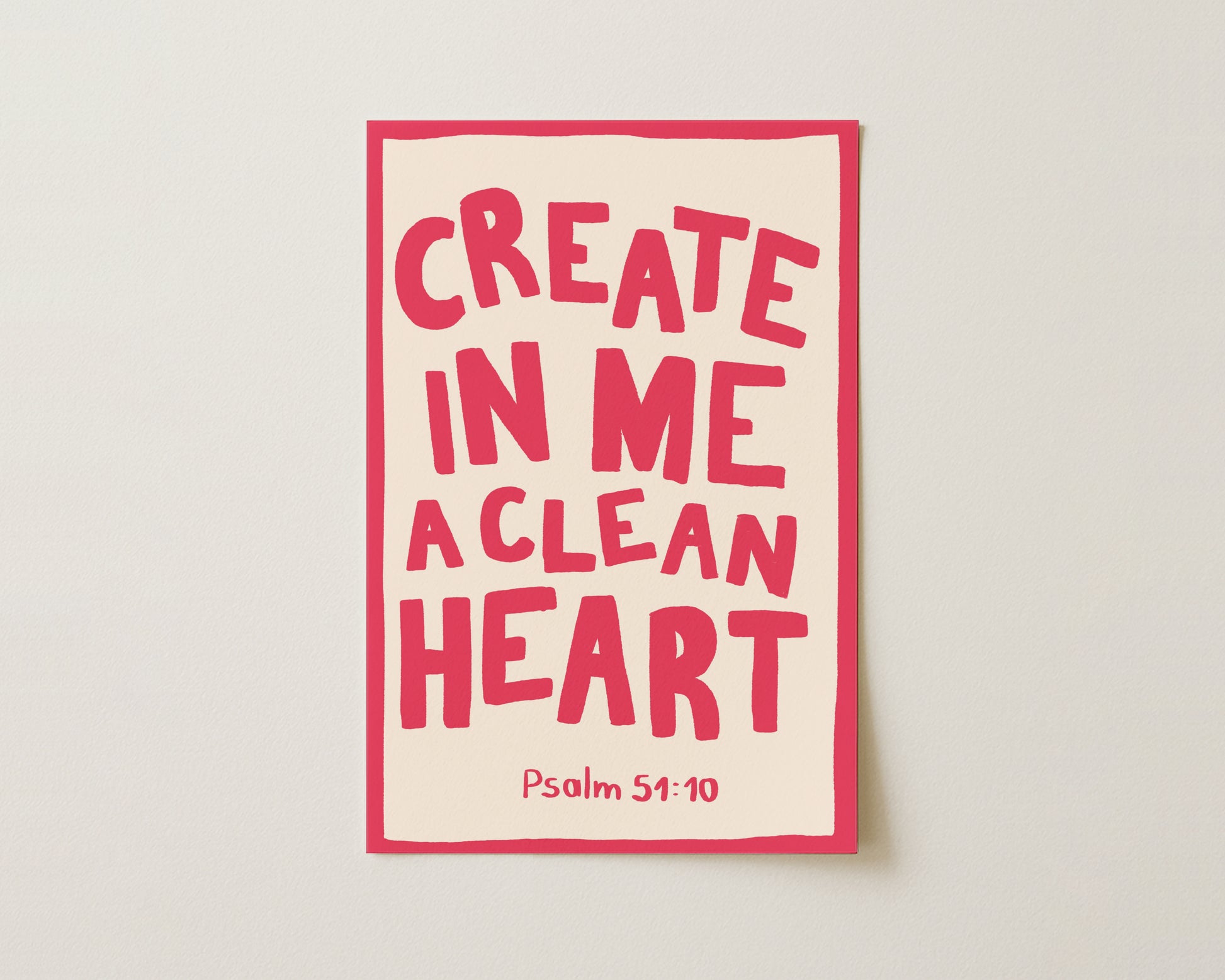 Clean Heart Psalm Print – Christian Bible Verse Wall Art, Christian Wall Decor