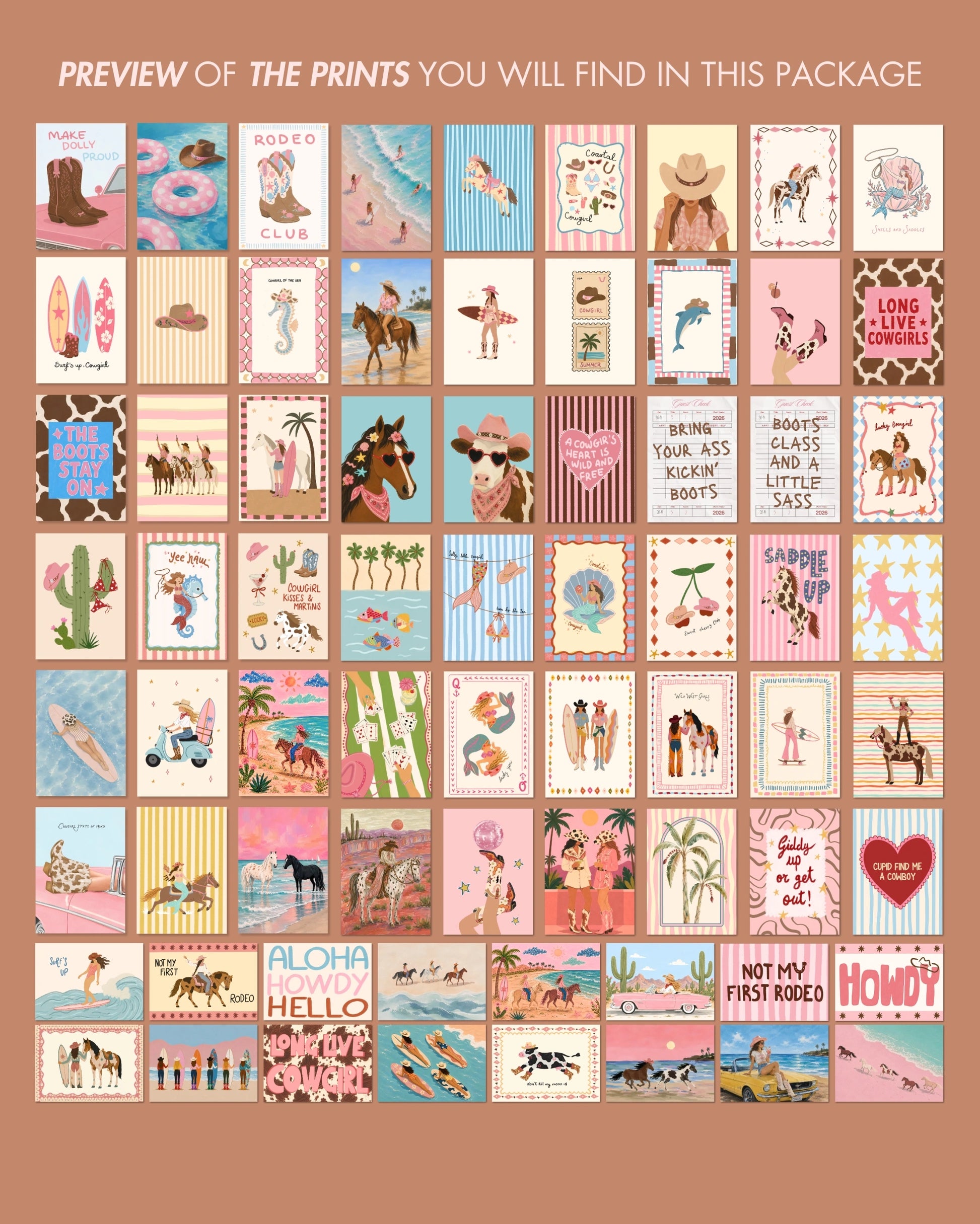 Set Coastal Cowgirl di 70 Stampe da Parete (Download Istantaneo)