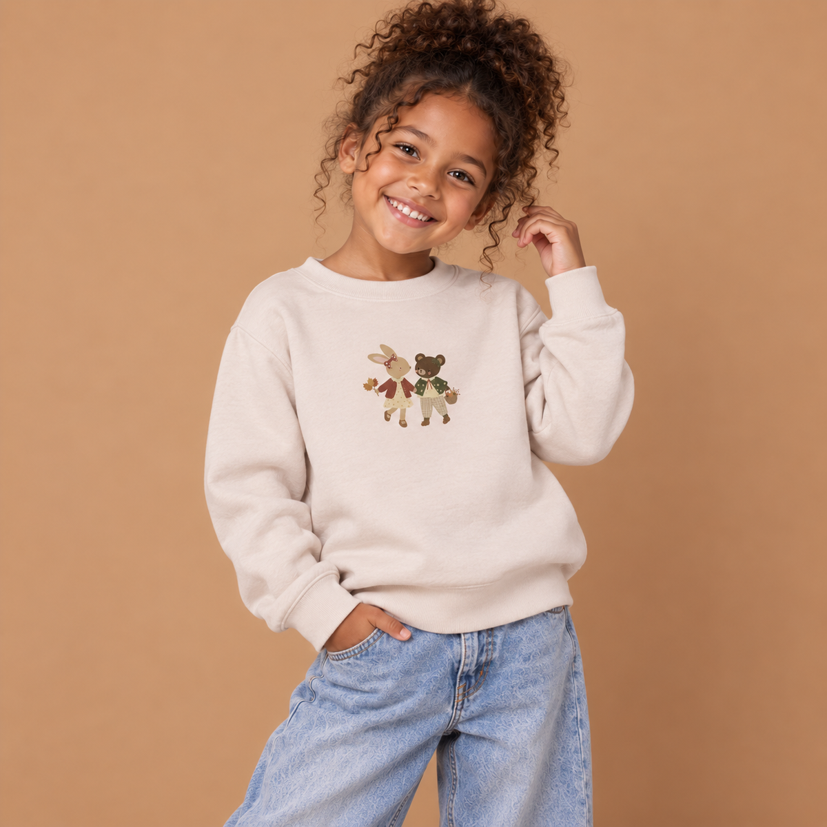 Bunny & Bear Friends – Kids Crewneck Sweatshirt