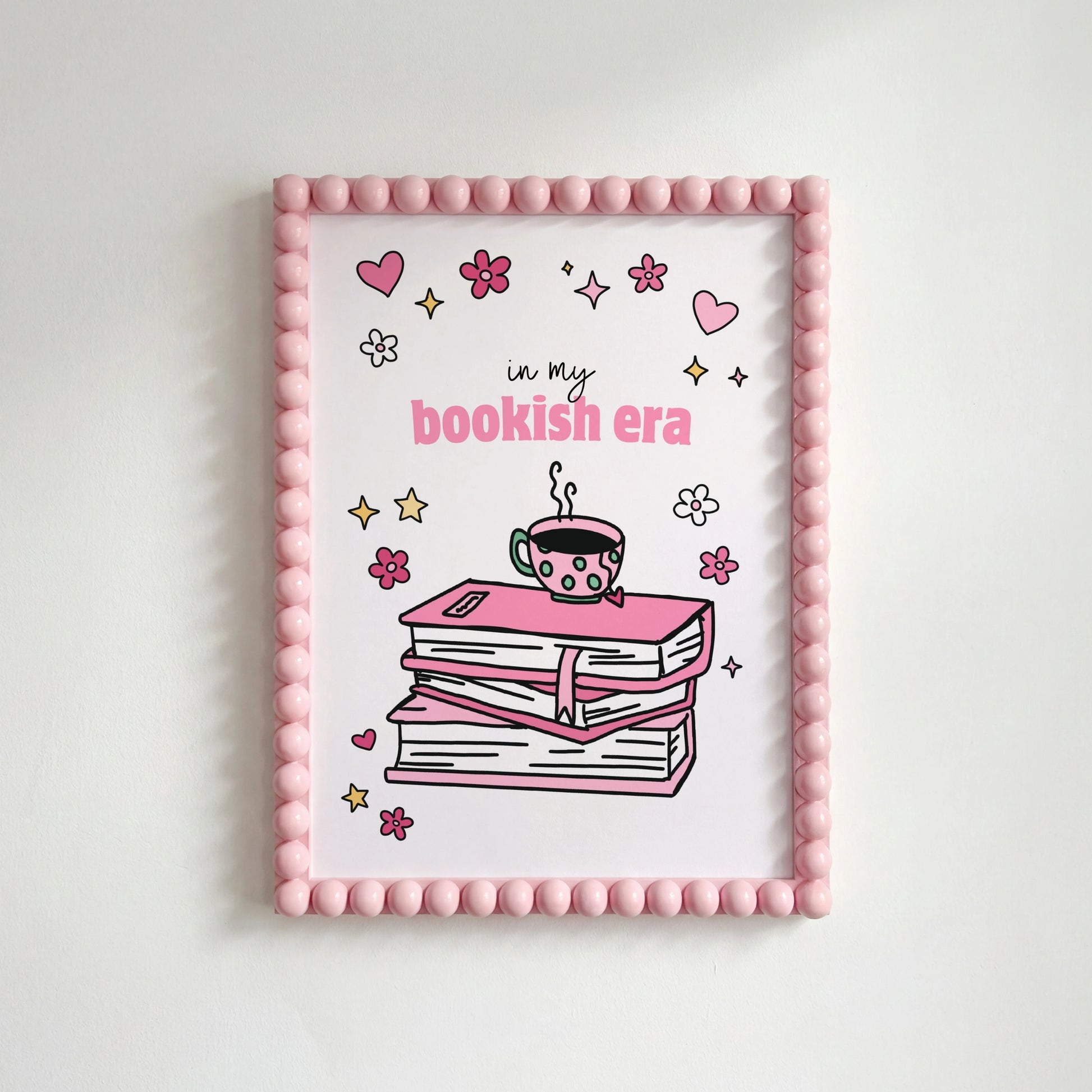 En Mi Era Literaria – Impresión de Pila de Libros Rosa