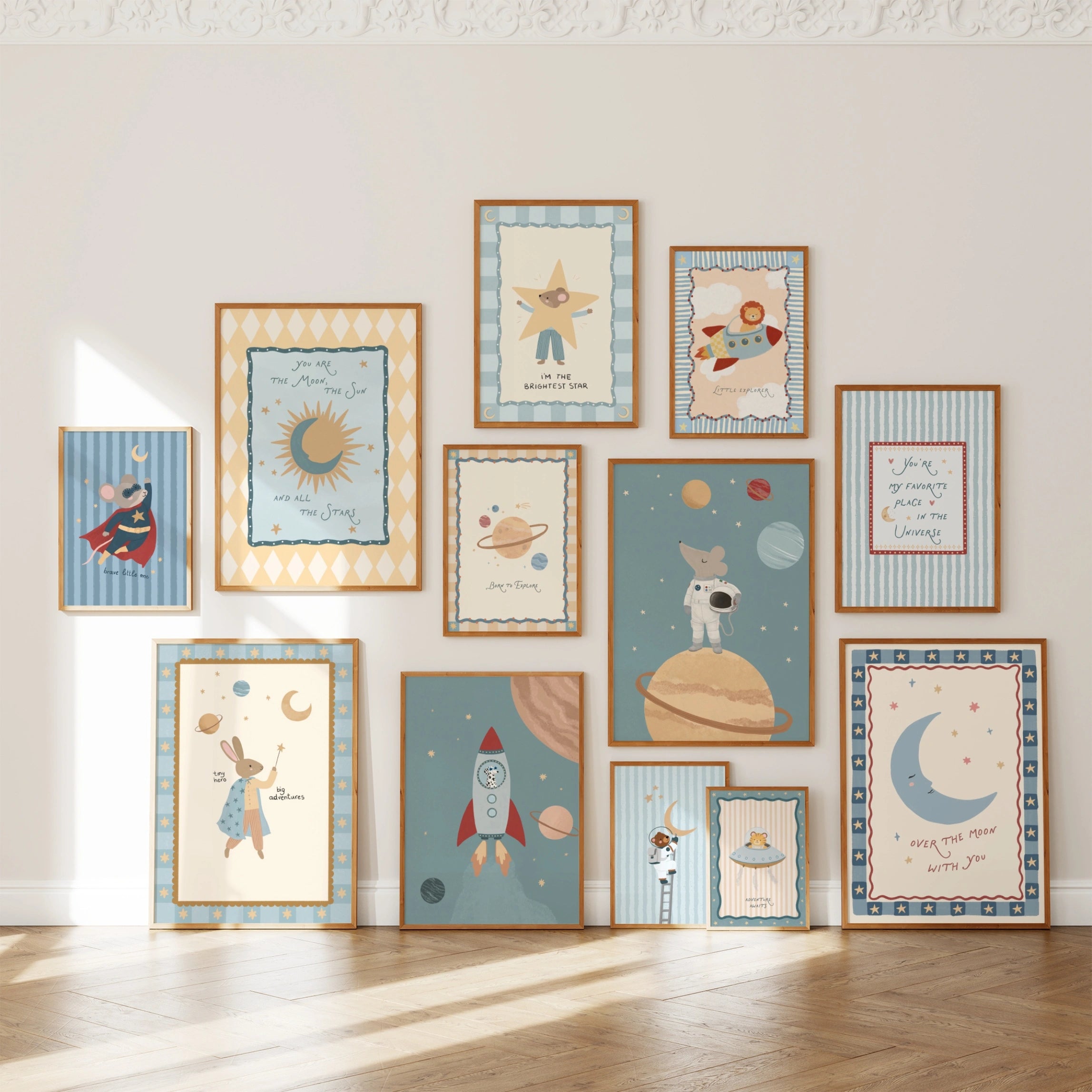 Decorazioni fatte a mano per cameretta a tema spazio, 50 stampe (download immediato)